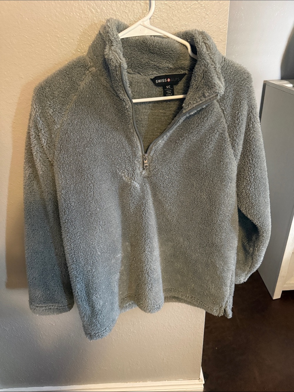 Swiss Alps Women's Gray Half-Zip Sherpa Pullover